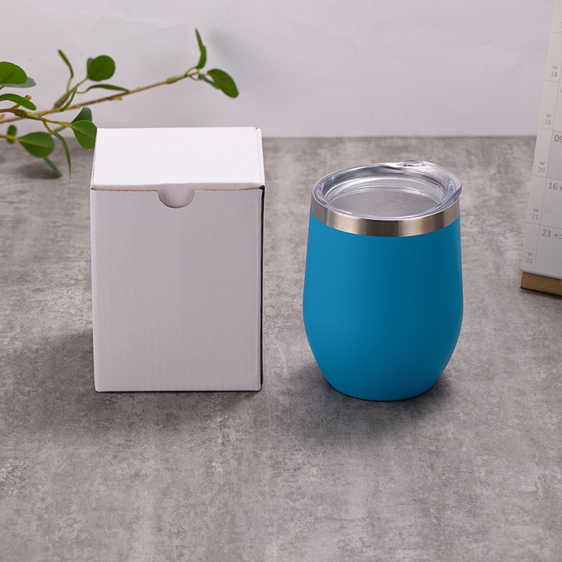 12 OZ Wine Stainless Steel Stemless Double Wall Vacuum Glasses Thermal Tumbler/ Straw Holes 11