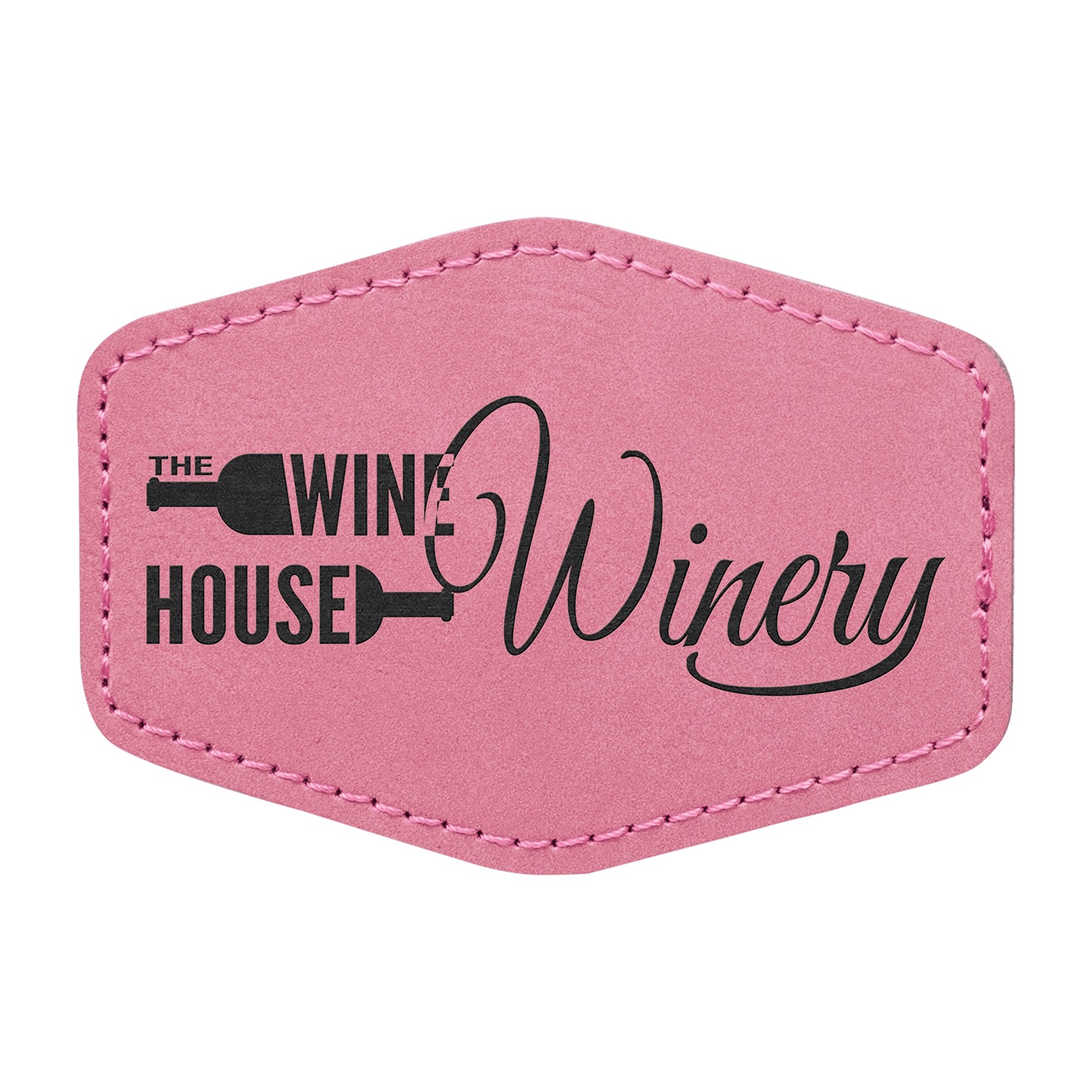 3" x 2" Pink Leatherette Hexagon Patch with Adhesive