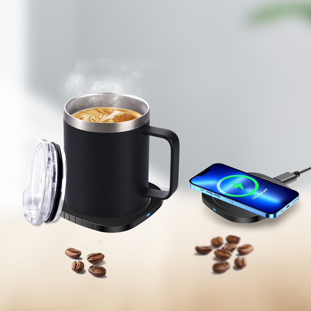 Stainless Steel Smart Mug Warmer with Wireless Phone Charger 1