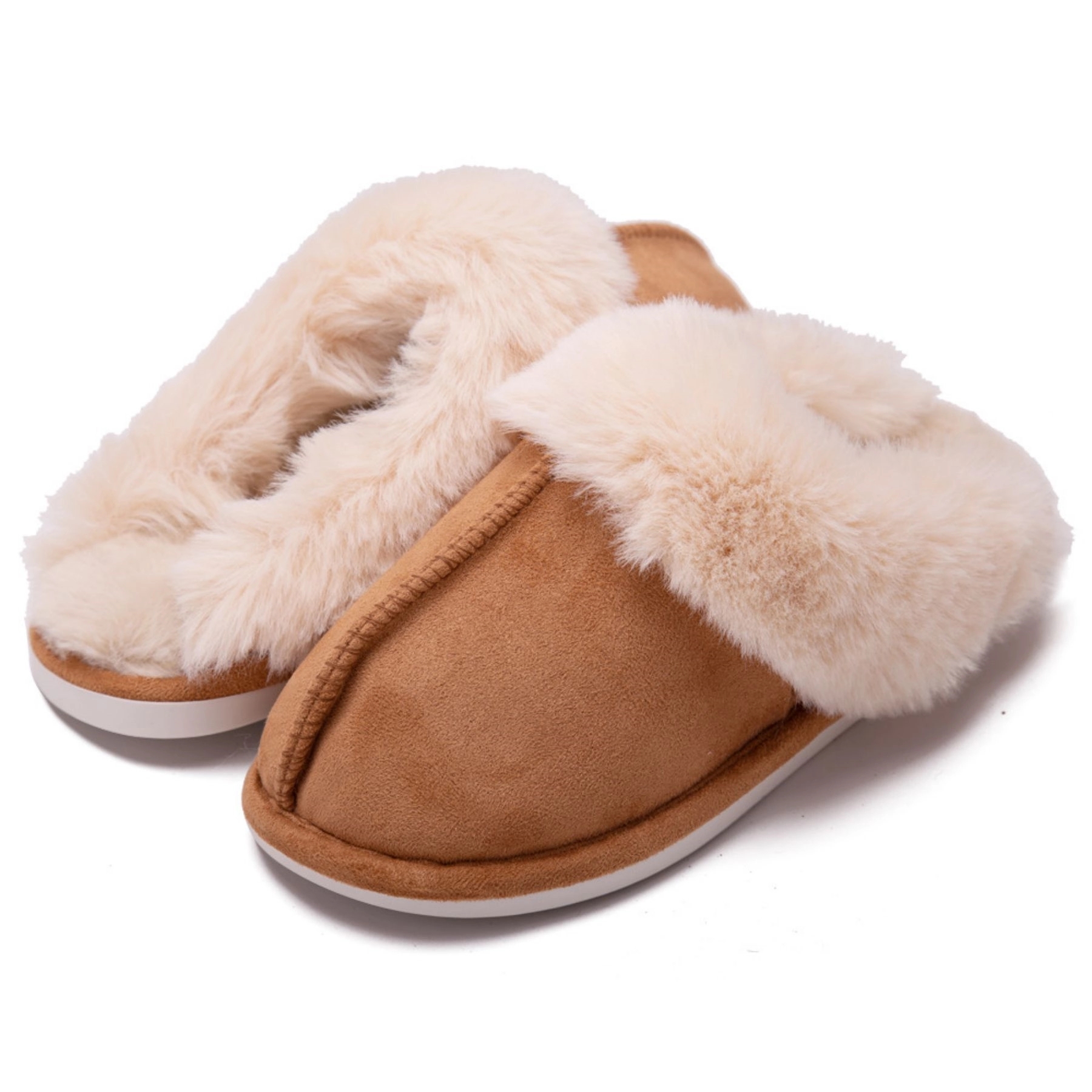 Faux Fur House Slipper Scuff Foam Slip Anti-Skid Sole 6