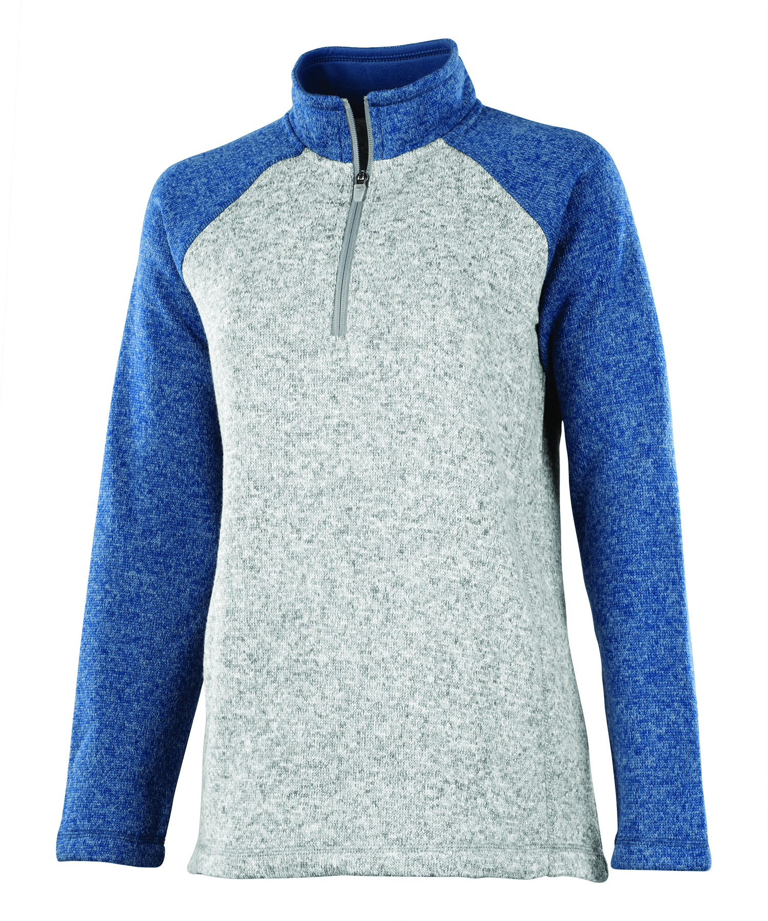 Women's Quarter Zip Color Blocked Heathered Fleece