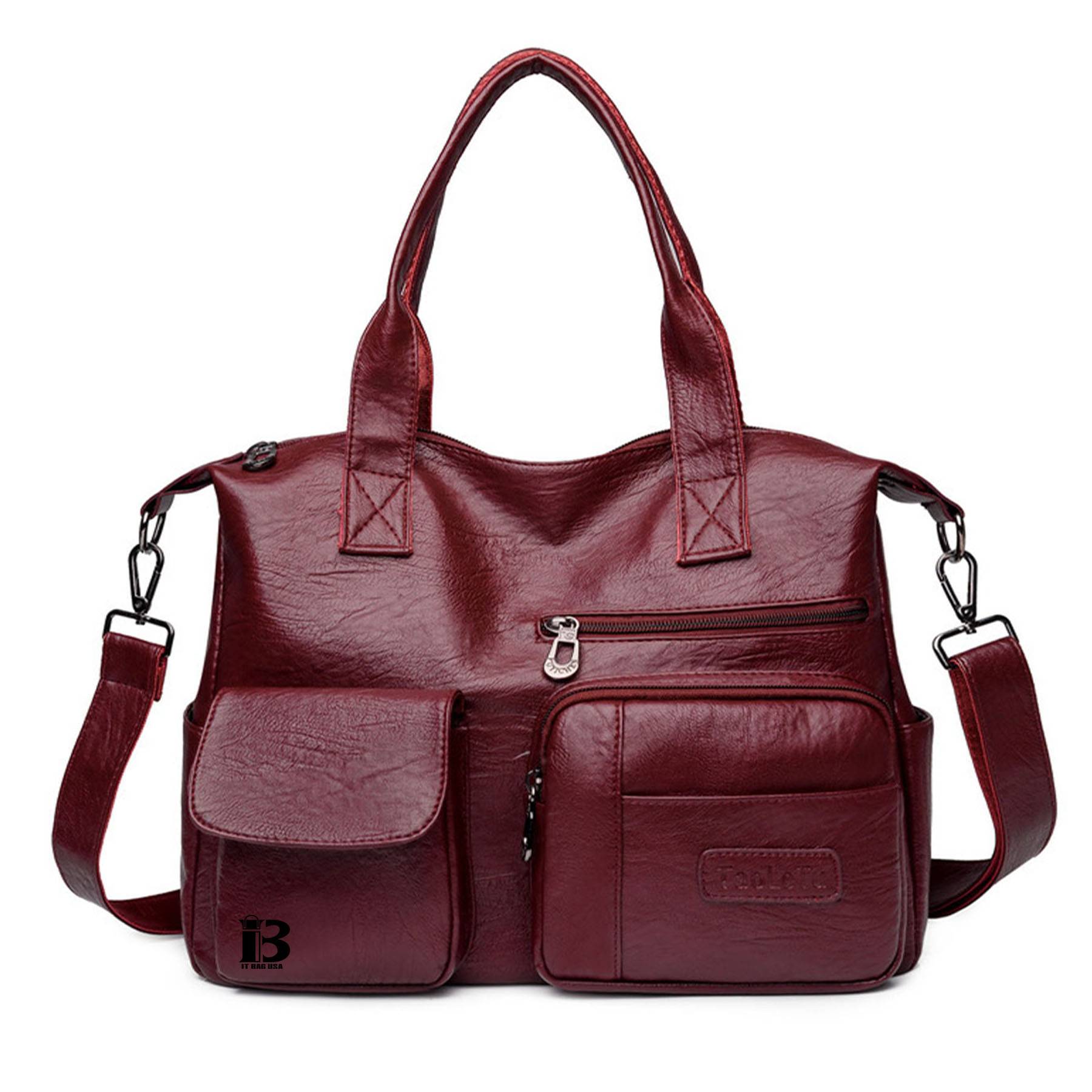 PU Leather Tote Bag for Women, custom tote bag with logo imprint 2