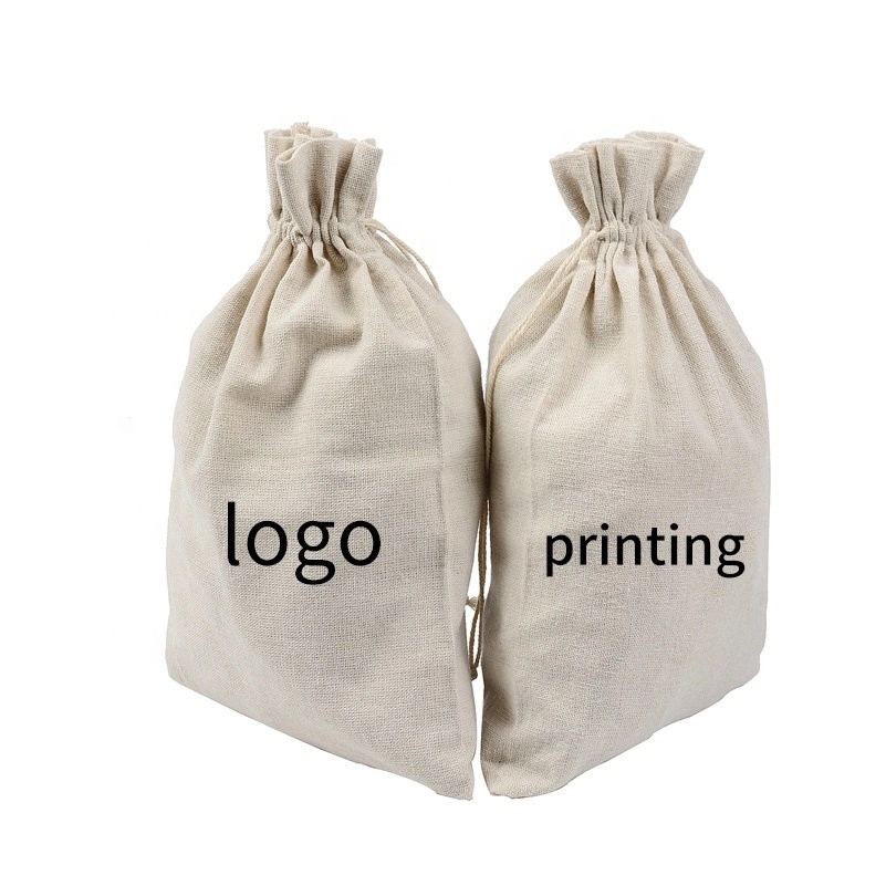 Custom Drawstring Linen Bag Jute Pouch 4
