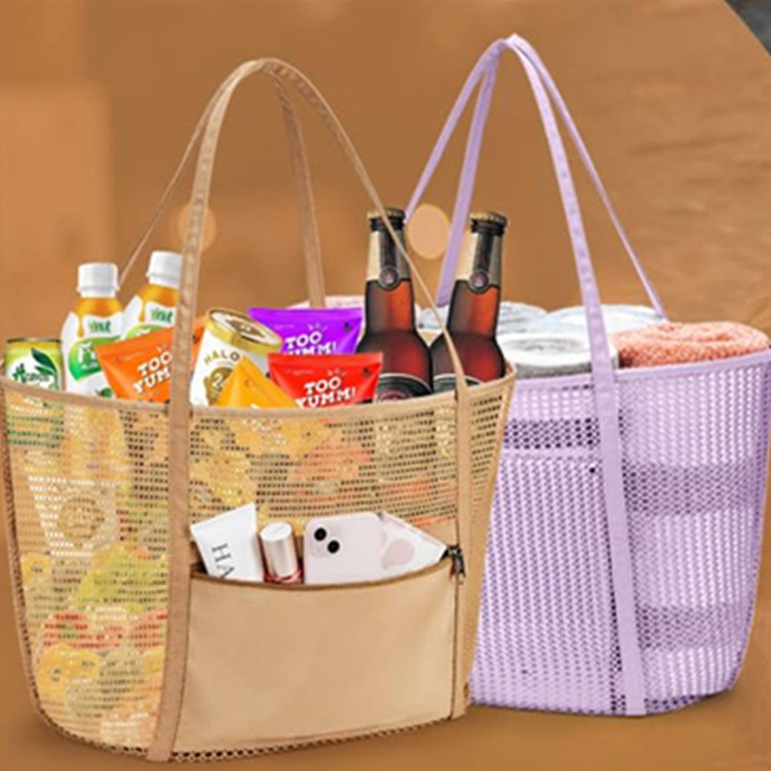 Ladies' Toiletries Clothing Mesh Single Shoulder Tote Bag 7