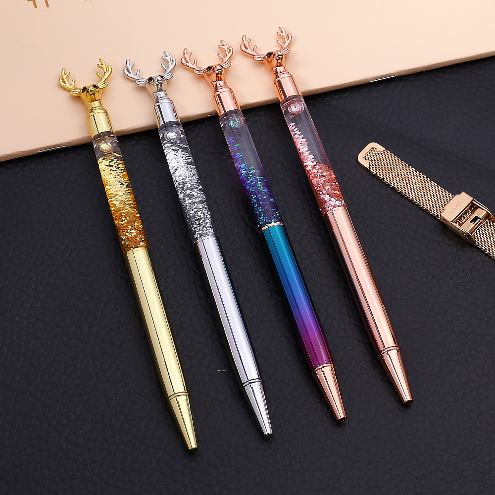 Crystal Dynamic Liquid Ball Pen with Elk Head 1