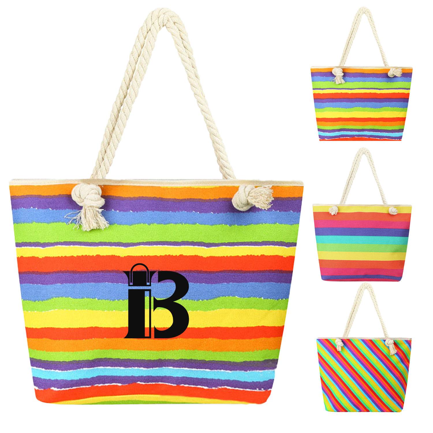 Rainbow Striped Canvas Tote Bag, custom tote bag with logo imprint 8