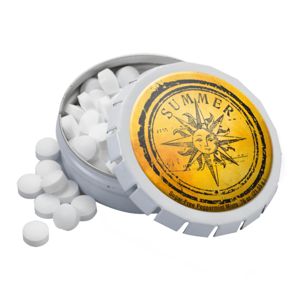 2 1/8" Large Round Push Tin with Mints 13