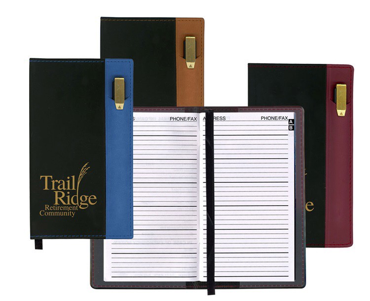 Lafayette Series Soft Cover 2 Tone Vinyl Address Book W/ Clear Pen 2