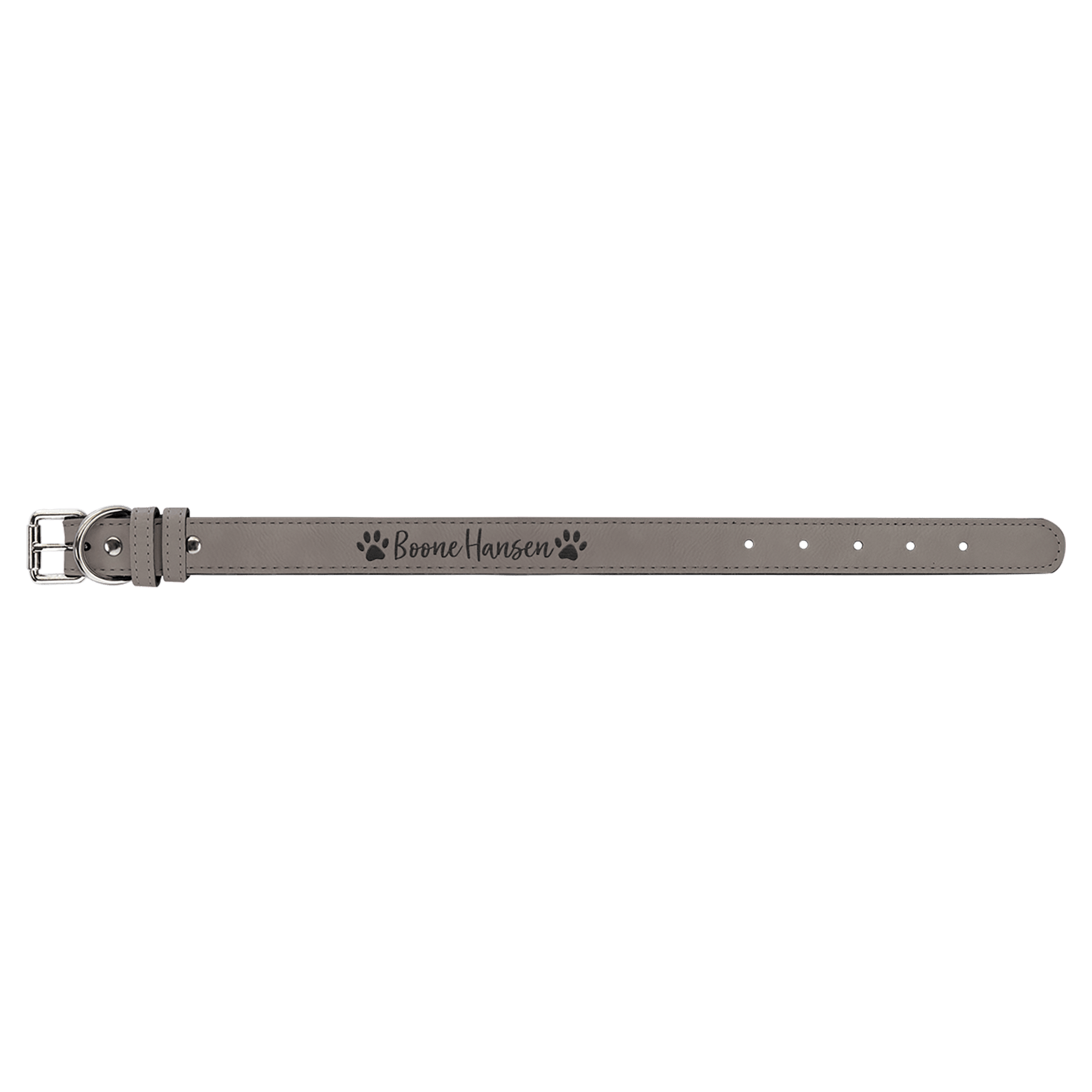 15" x 3/4" Gray Leatherette Dog Collar 2