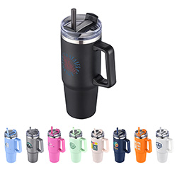 Milo 30 oz Vacuum Insulated Stainless Steel Mug with Straw 33