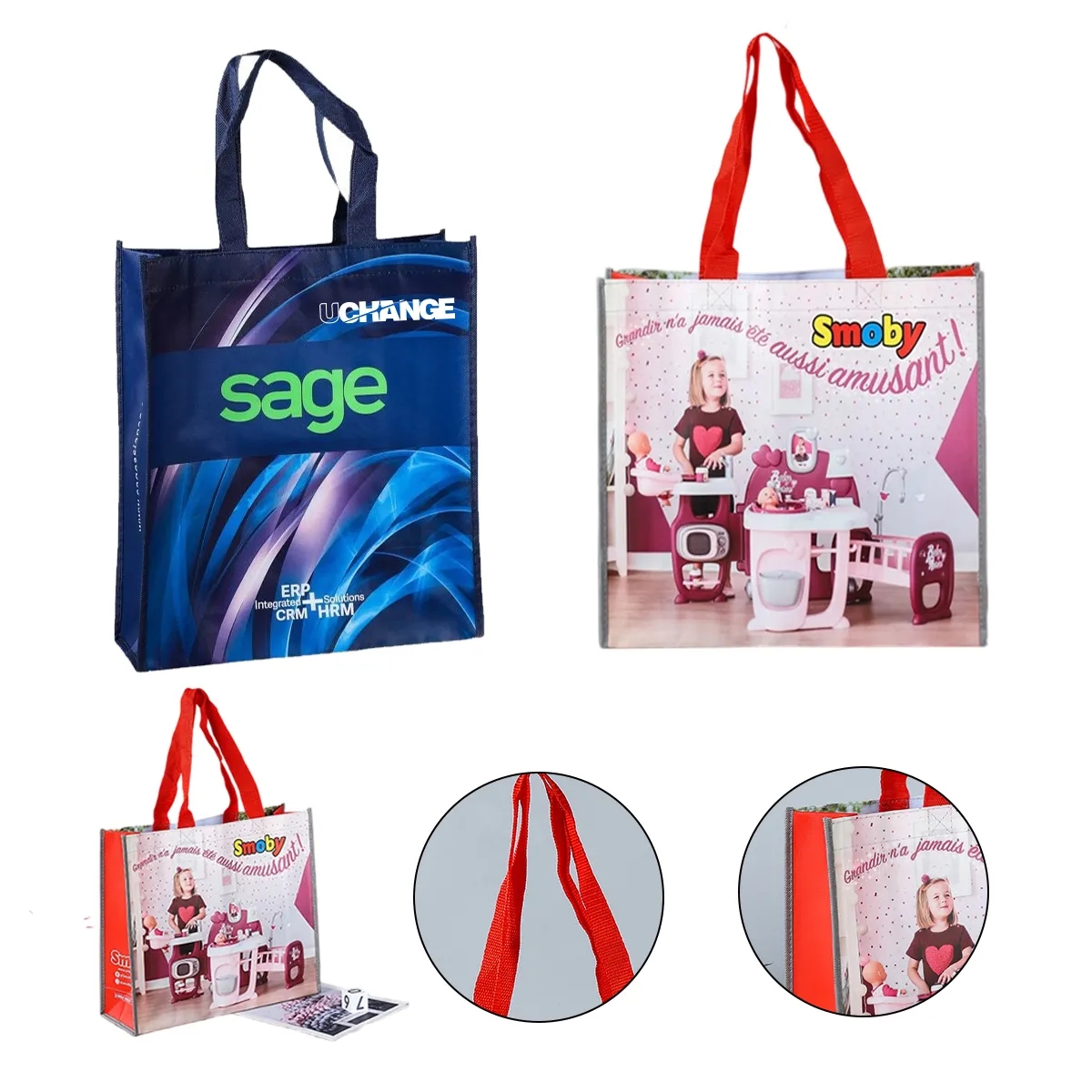 Laminated Nonwoven Tote Bag Full Color Custom Logo, custom non-woven bag with logo imprint 7