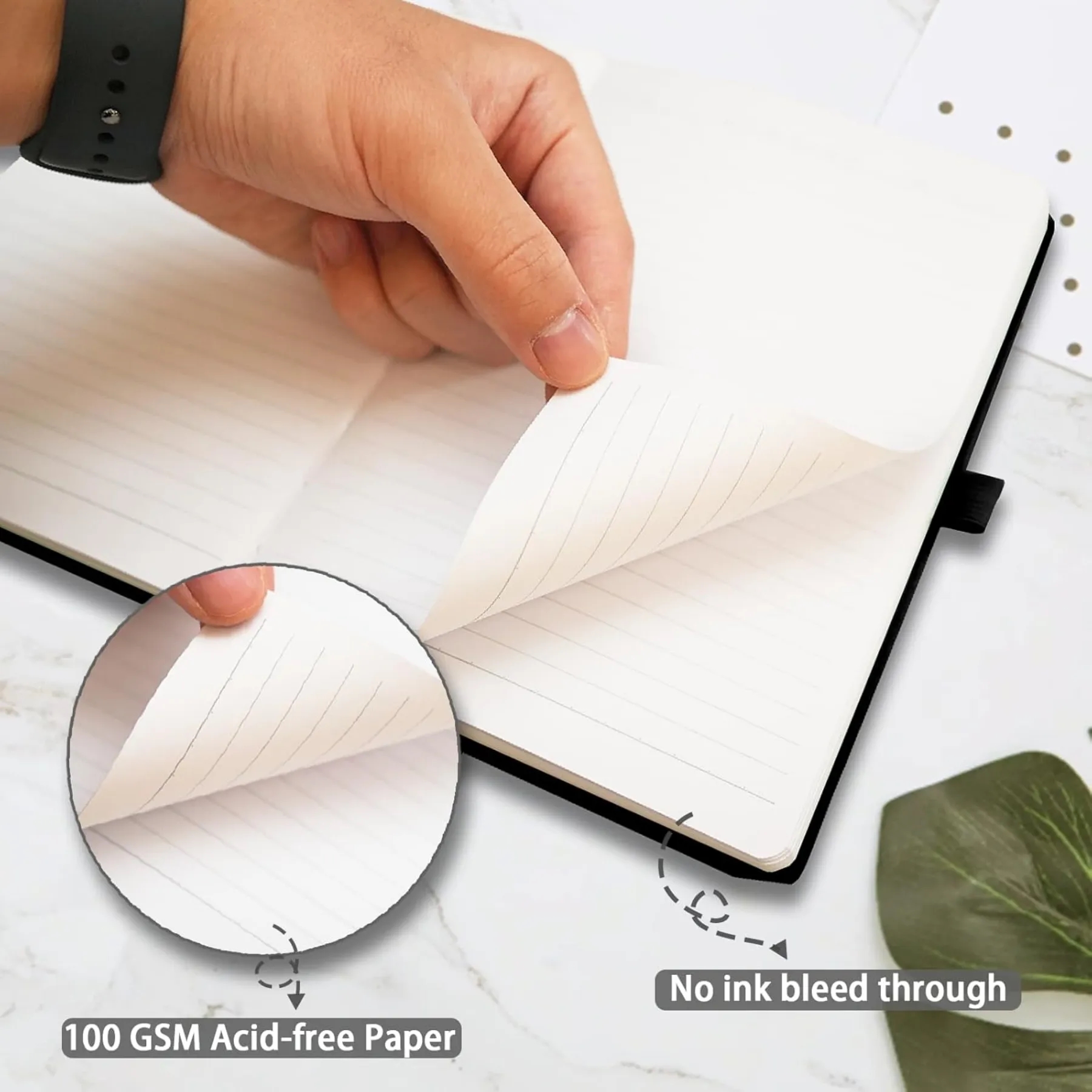80Sheets A5 Lined Journal Notebook With PU Leather Hardcover 7