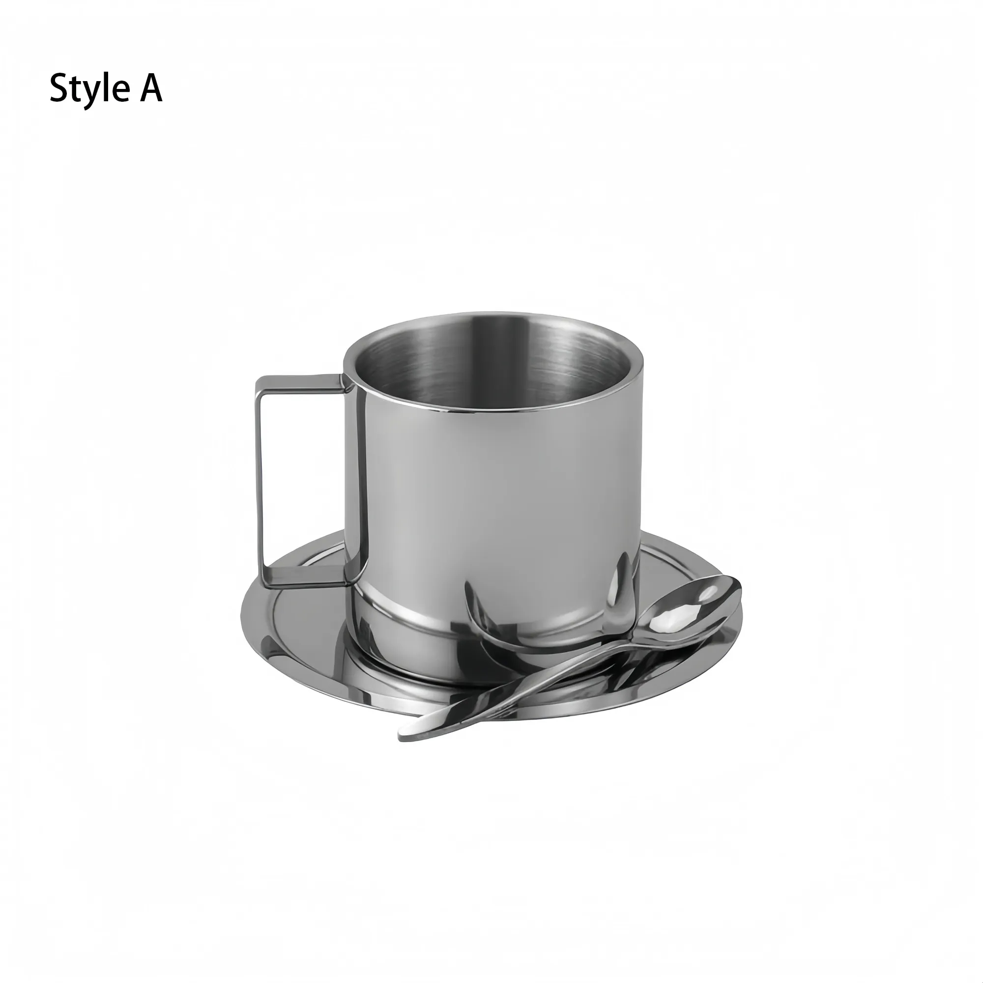 Double Wall Coffee Cup Set With Saucer And Spoon 3
