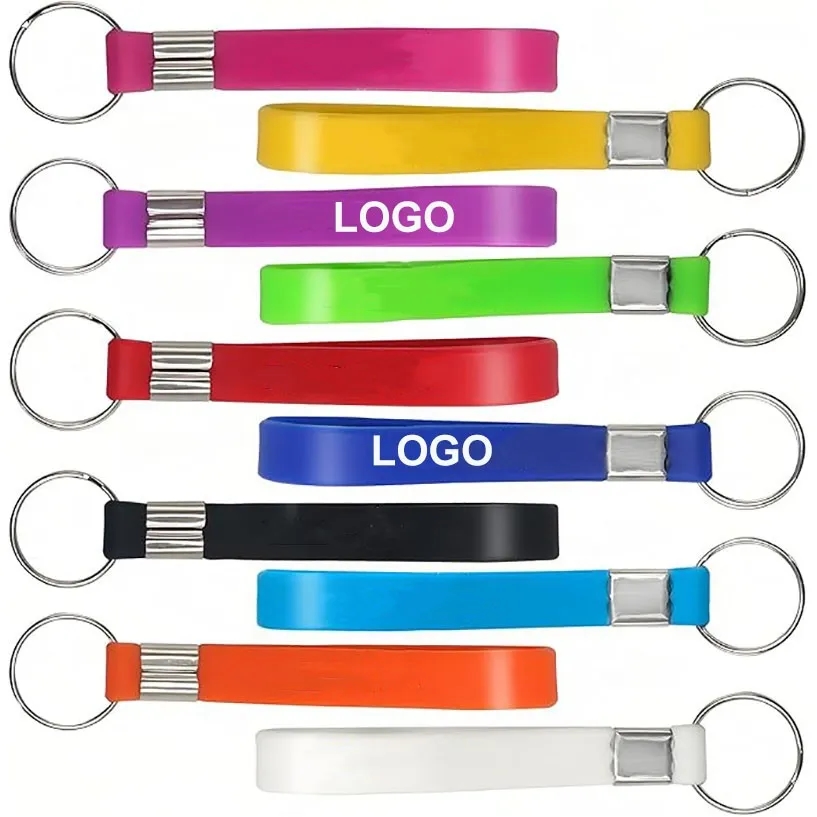 Screen Printed Silicone Wristband Keychain 11