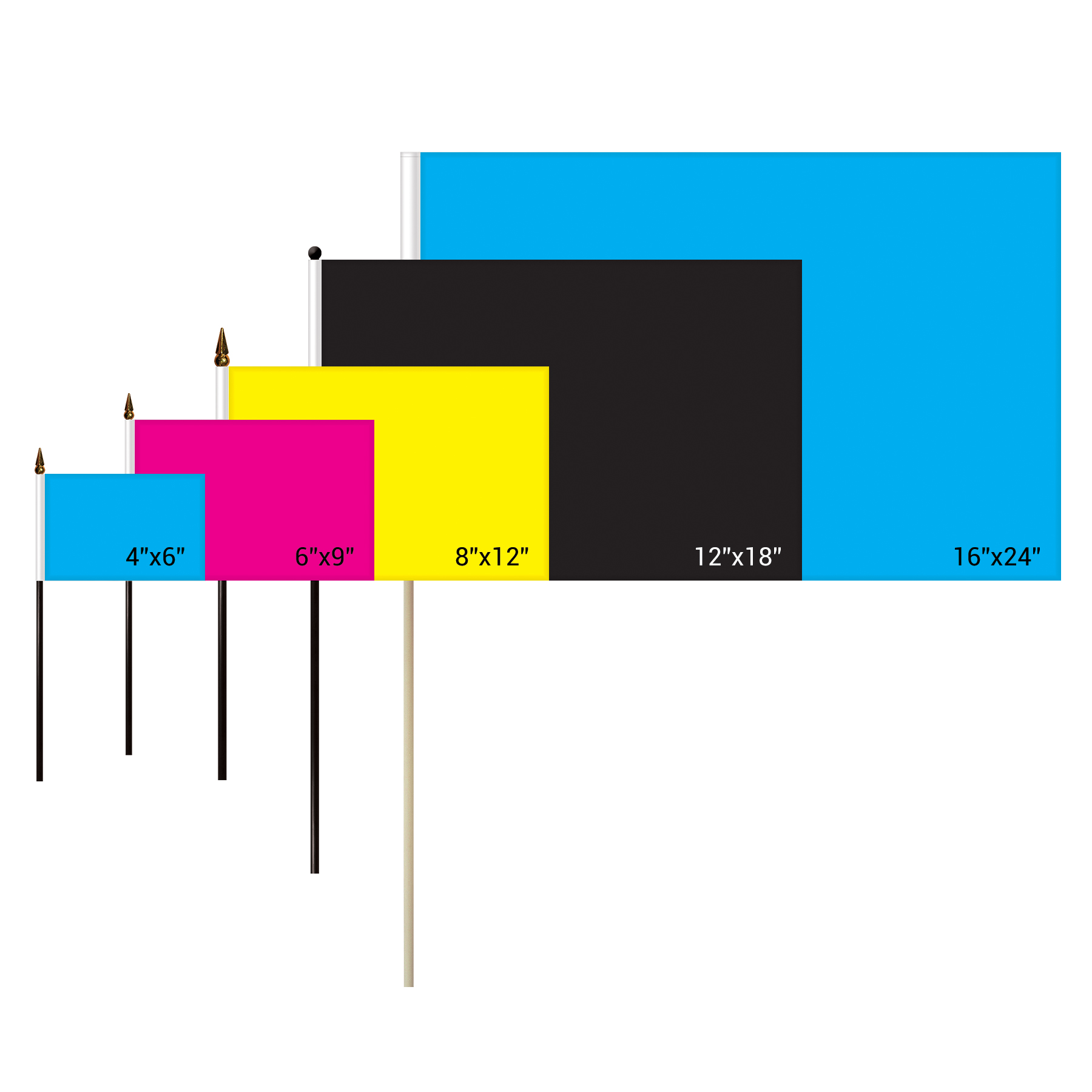 16"x 24" Single Reverse Polyester Stick Flags 10