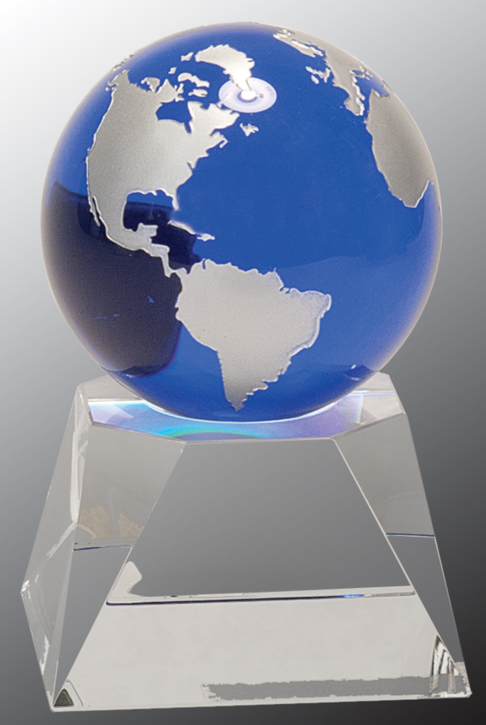 5" Blue Crystal Globe Award on Clear Crystal Base 3