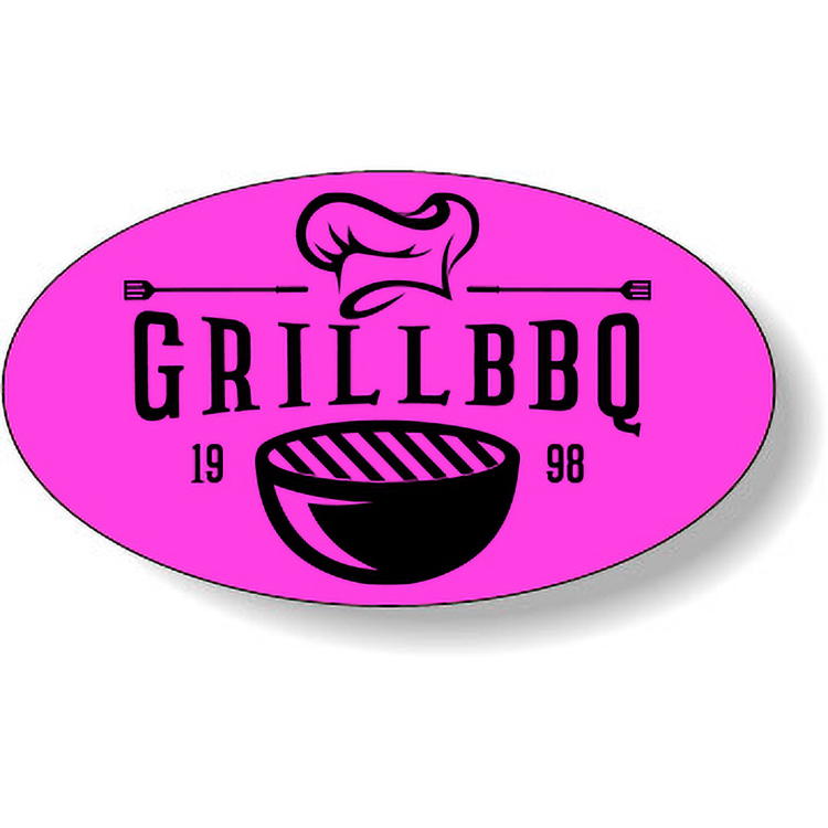 Fluorescent Pink Flexo-Printed Stock Oval Roll Labels (1.125"x2")