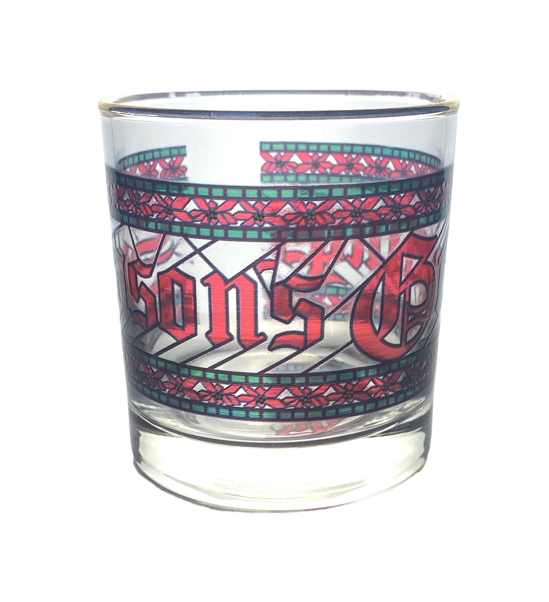 Season's Greetings Holiday Glasses w/ Stained Glass 2