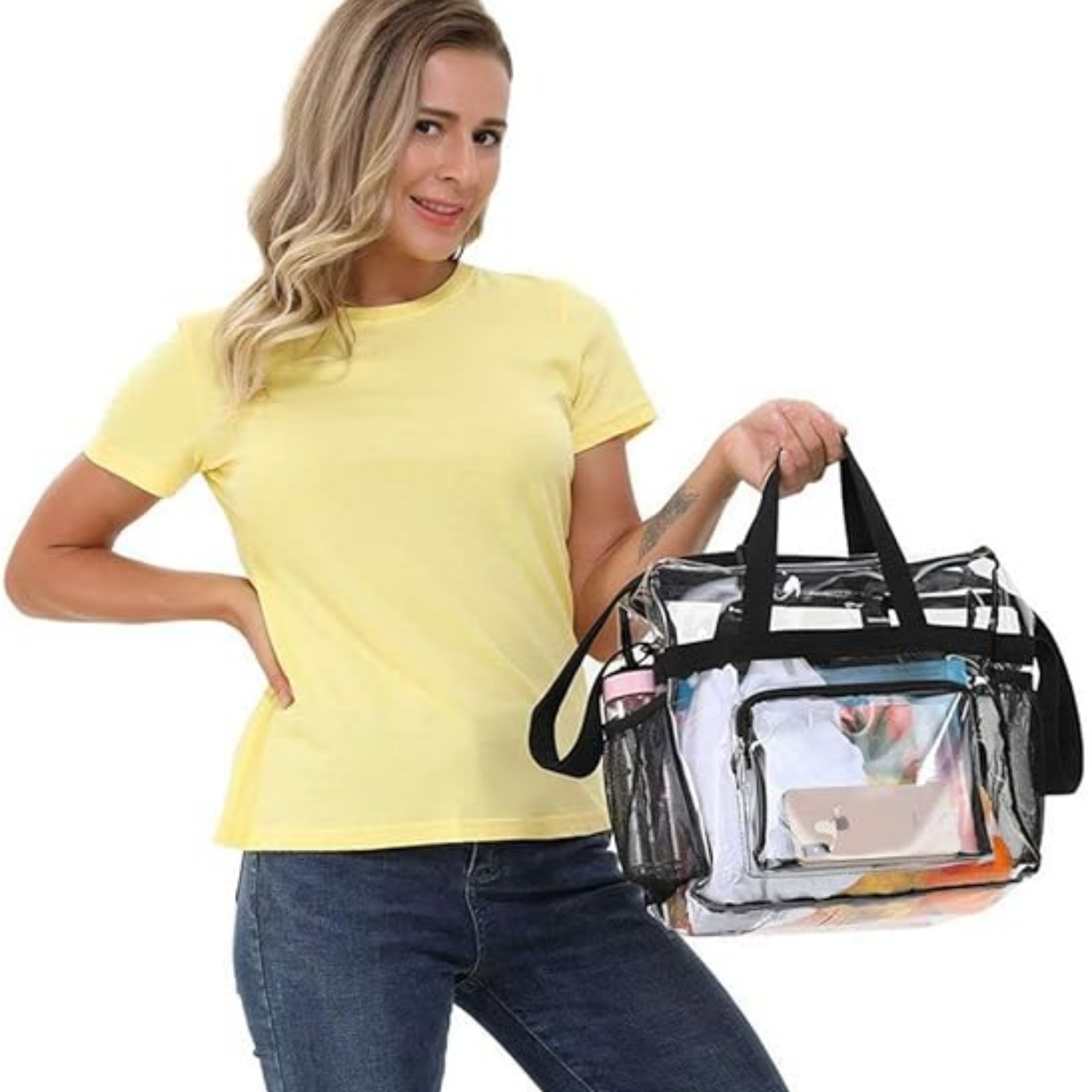 Stadium Approved Clear Tote Bag with Front Zipper Pocket 1