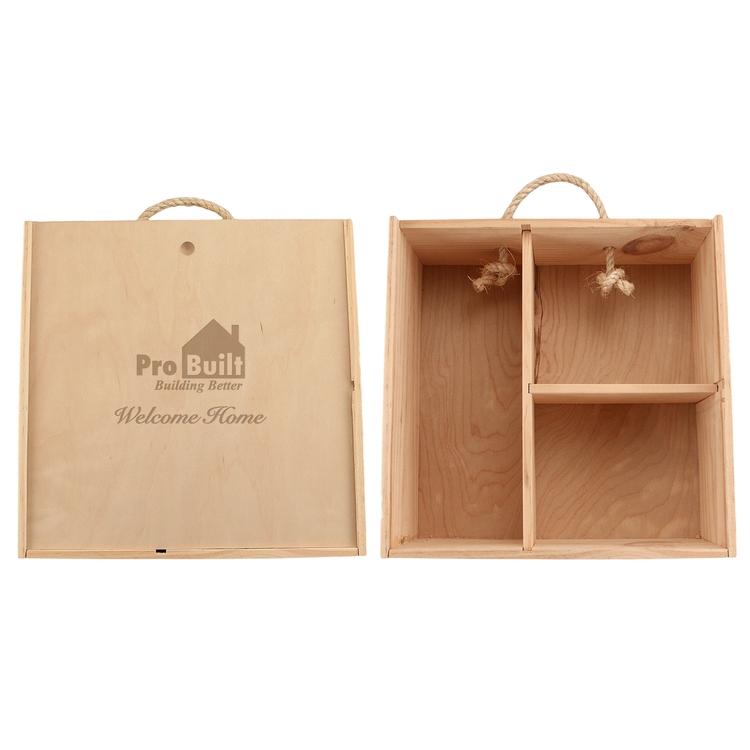 Rustic Laser-Engraved Compartment Gift Set Wood Box 1