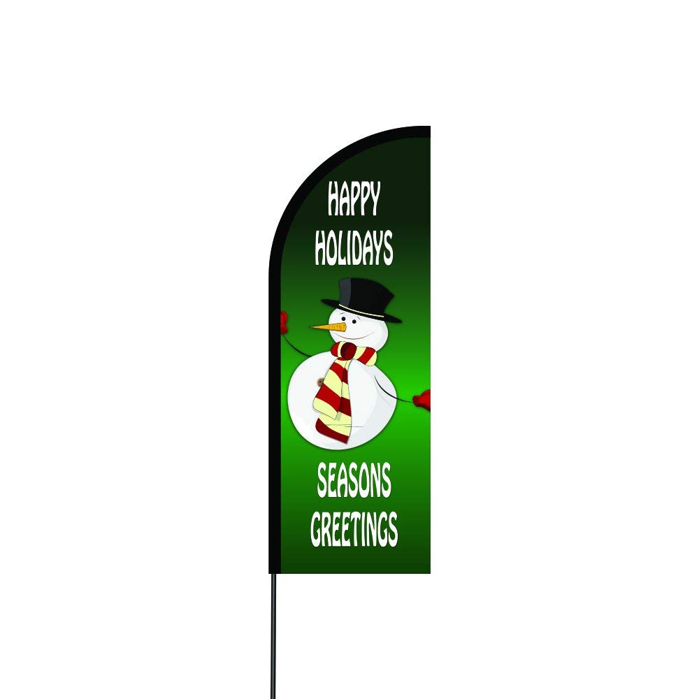 Happy Holidays Seasons Greetings Flag Kit 14' Feet Feather Flag Sign Outdoor Banner 2