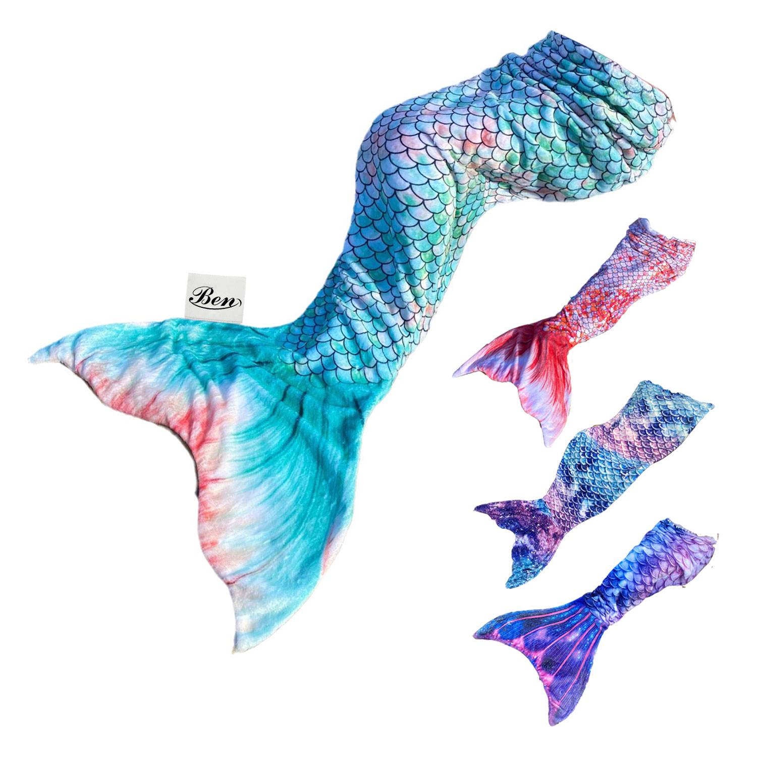 60 x 24 in Flannel Mermaid Tail Portable Blanket Sleep 2