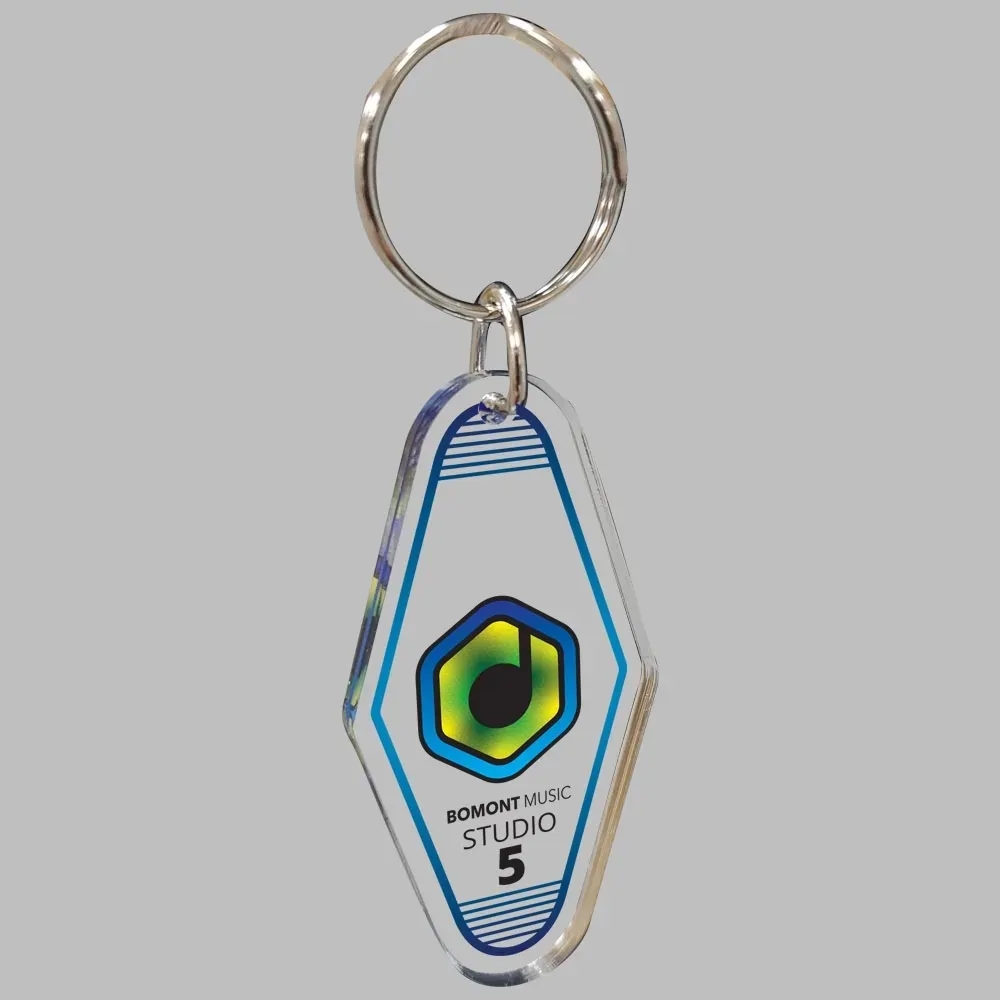 1/4" Vintage Clear Acrylic Motel/Hotel Keychain