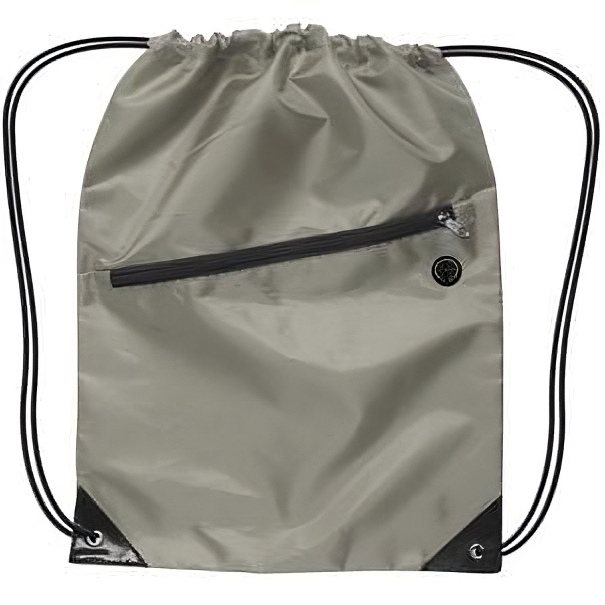 210D Drawstring Backpack W/ Front Zipper Pocket 2