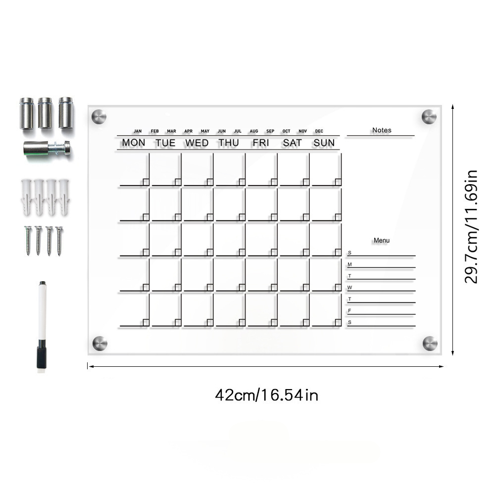Acrylic wall hanging calendar, erasable transparent message writing board 8