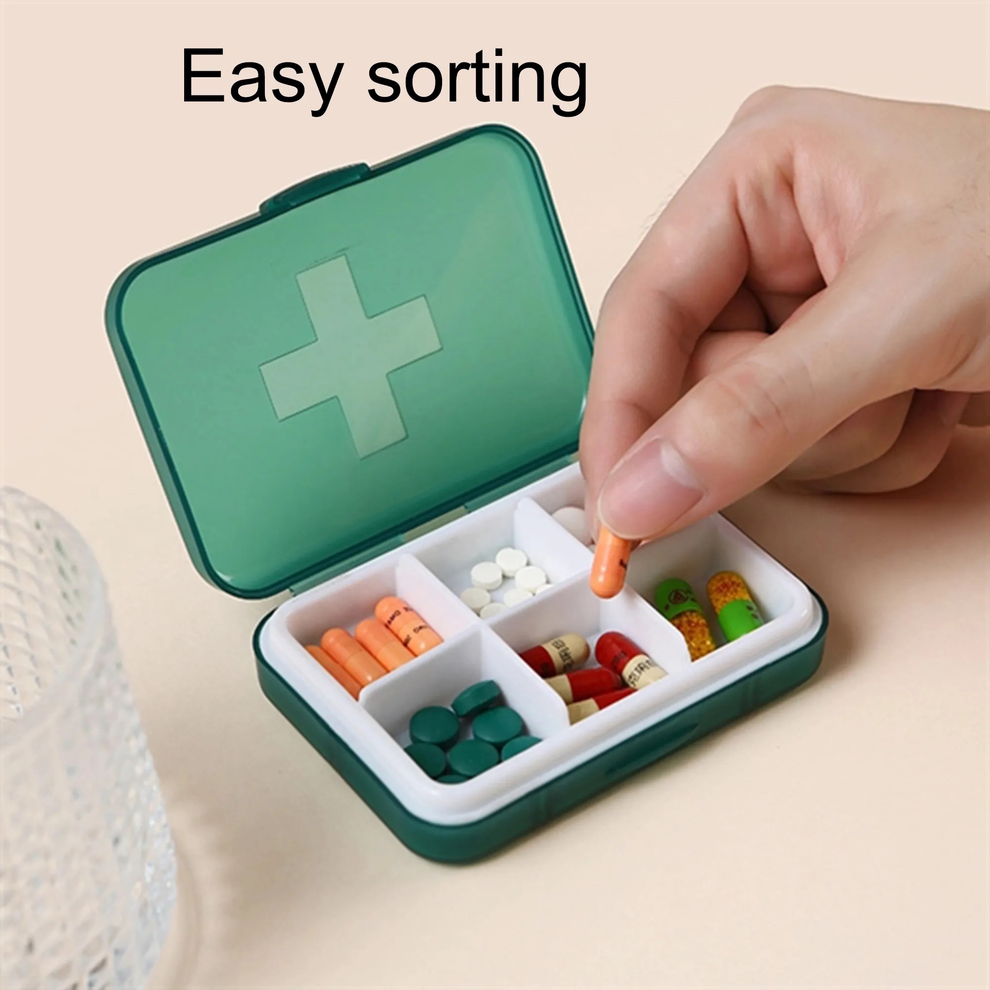 Portable 6 Compartment Pill Box Travel Case 2