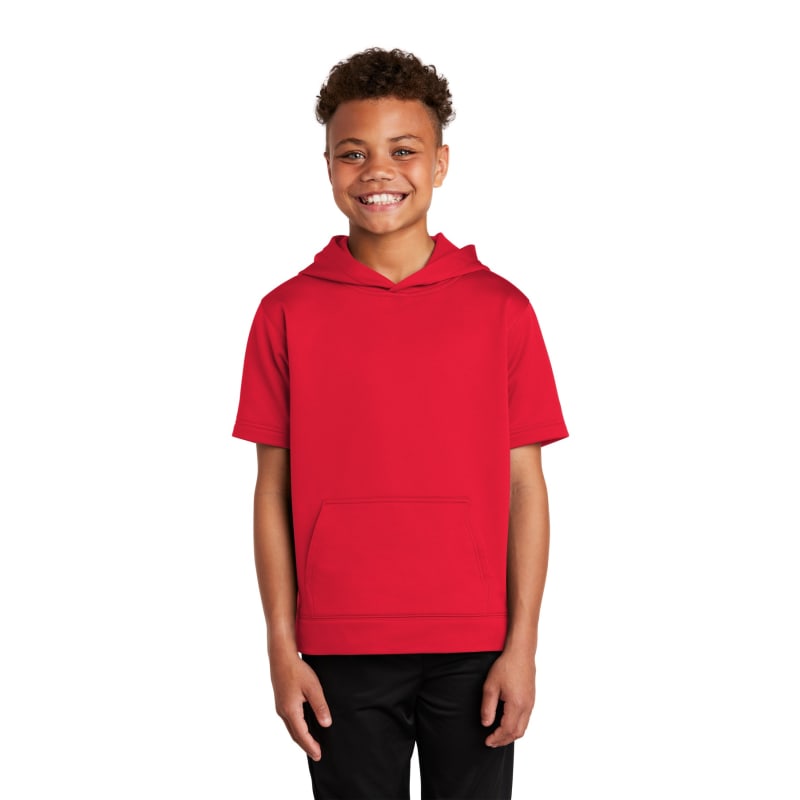 Sport-Tek Youth Sport-Wick Fleece Short Sleeve Hooded Pullover. 22