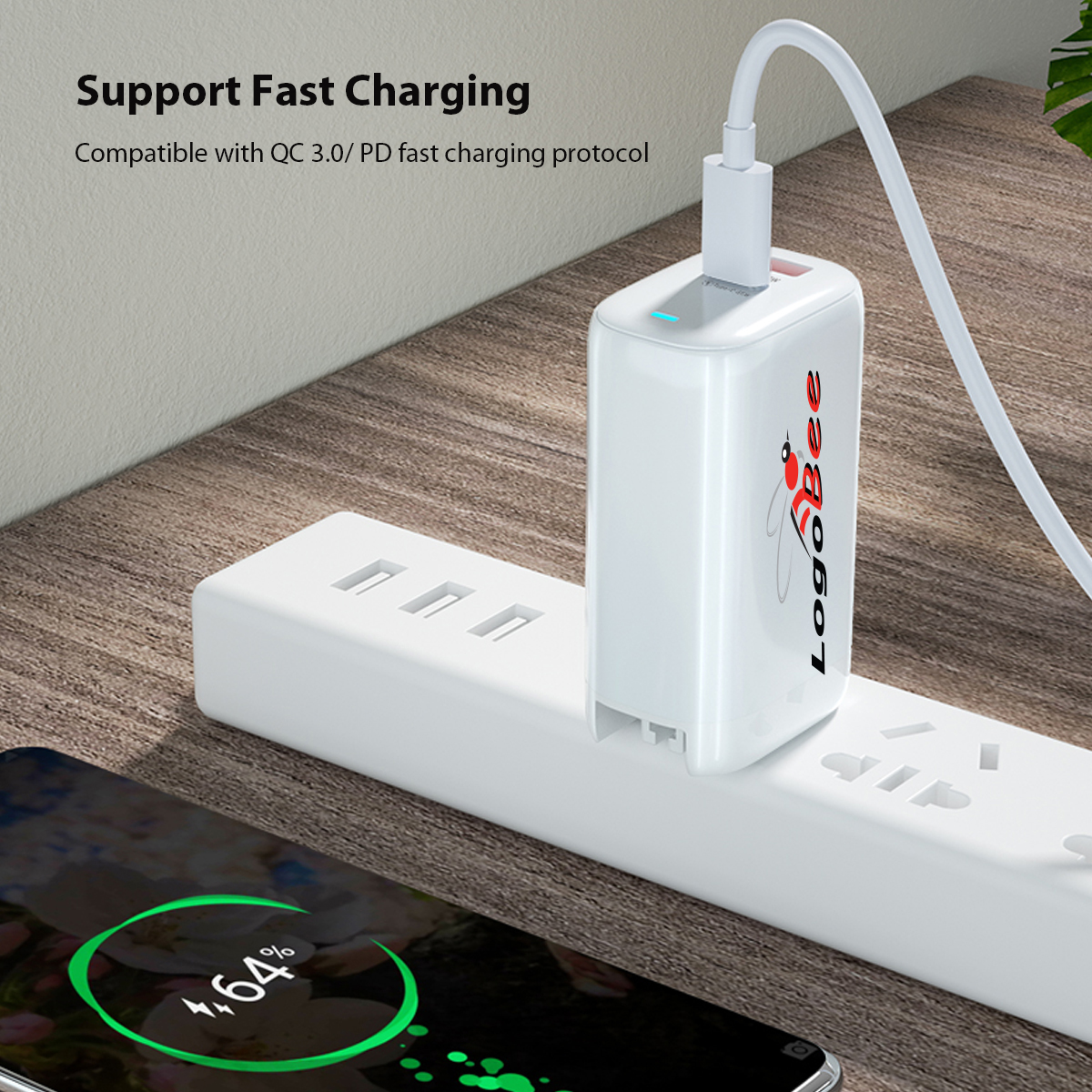 GaN 3-Port Power Adapter with Foldable Plug 15