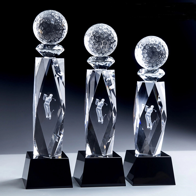 Crystal Premier Golf Trophy on Black Base 4