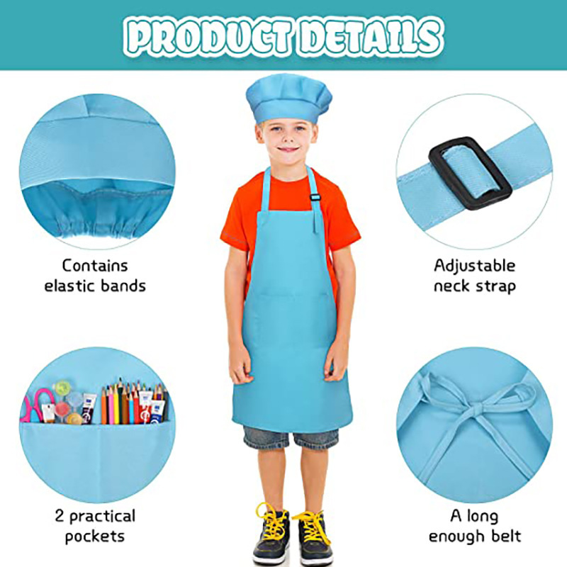 Youth Aprons Chef Hats Set 7