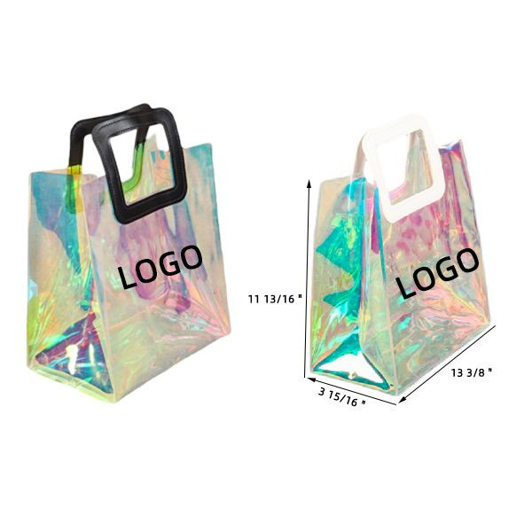 Iridescent Clear PVC Tote Bag W/ PU Handles 2