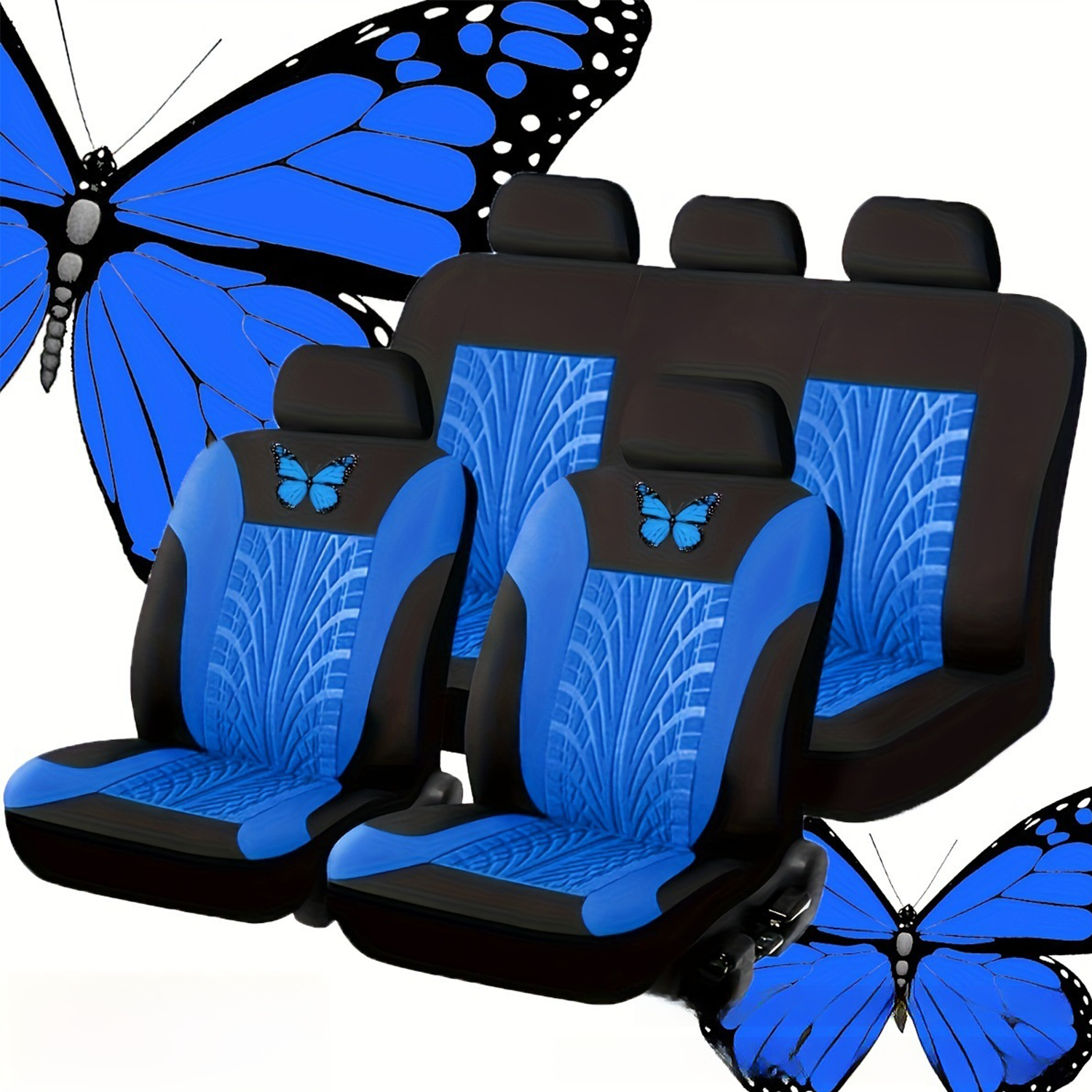 Full Set Fashion Butterfly Cloth Cushion Mat Car Seat Cover 7