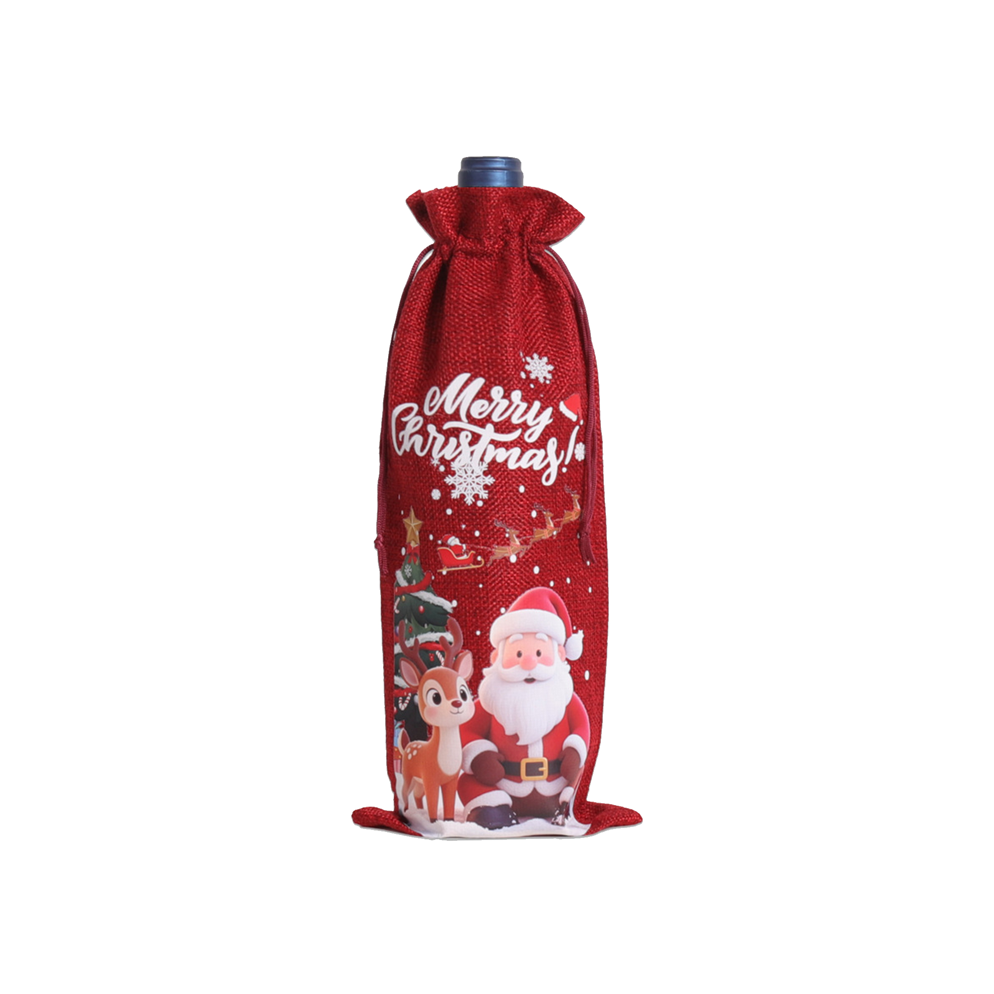 Linen Drawstring Bottle Sleeve 6" x 14" 8