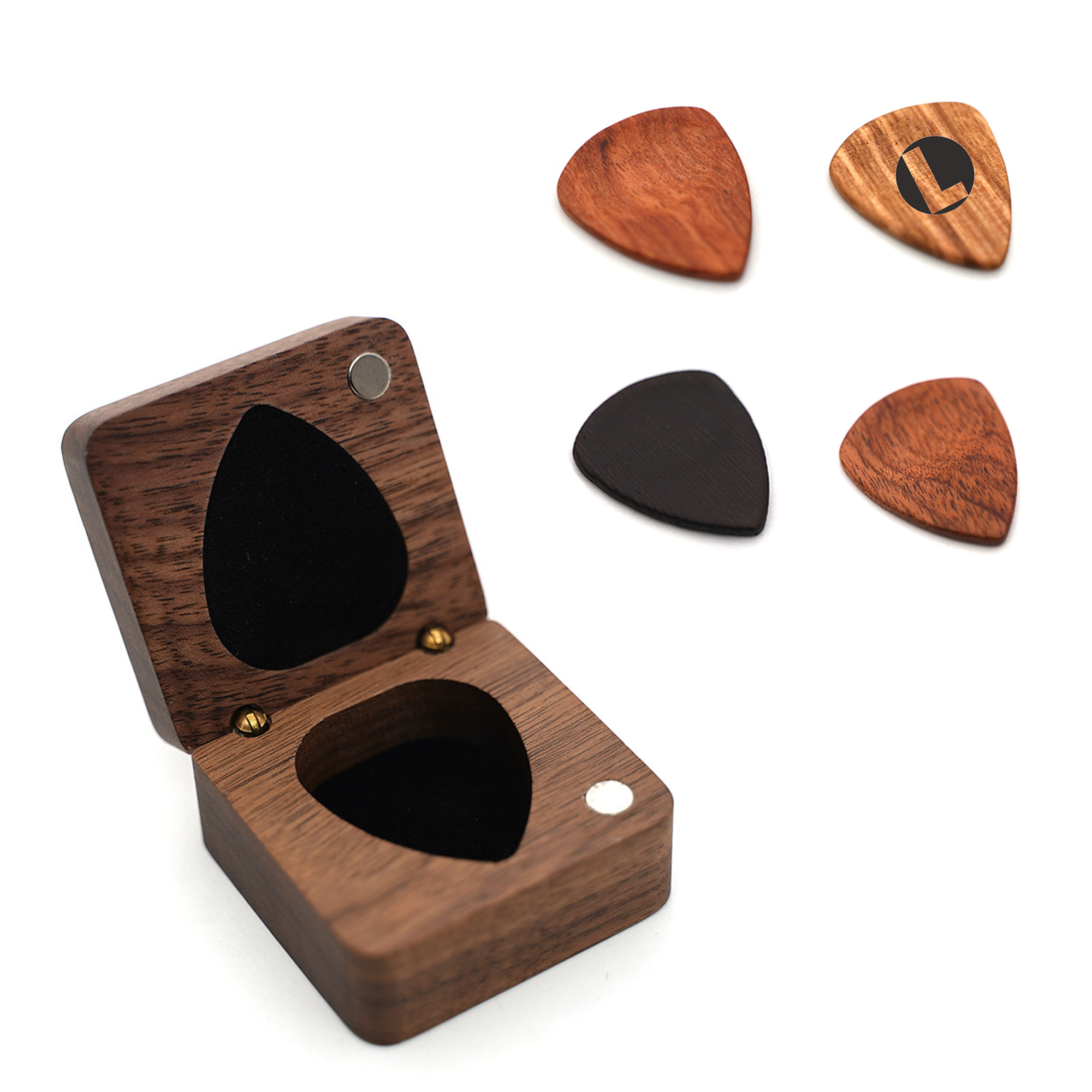 Wooden Guitar Pick Set with Elegant Storage Box 3