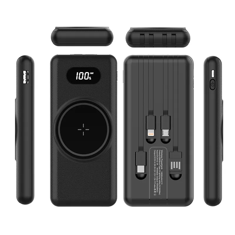 10000mAh Wireless Power Bank with Built-In Cables 2