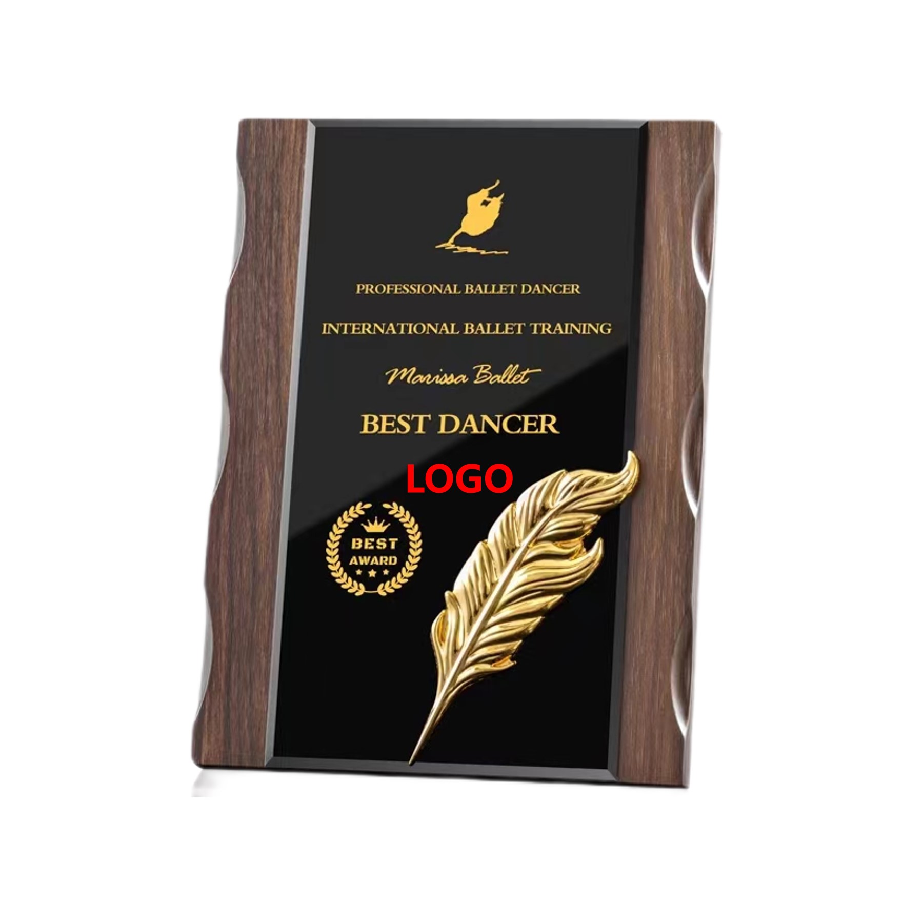 Metal Walnut Solid Wood Award Plaque (direct import) 3