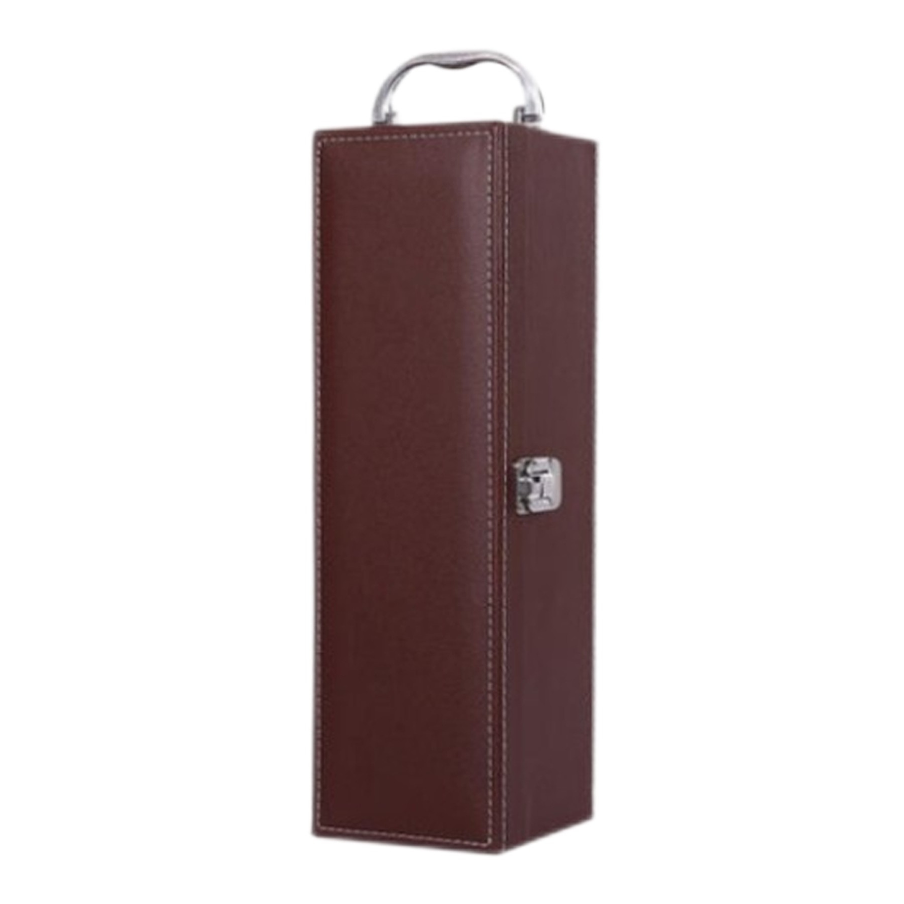 Single Wine Leather Box W/ Handle 2