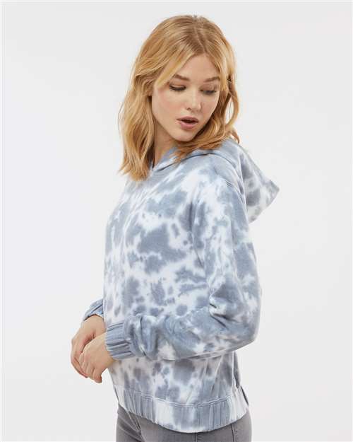 Women's Sueded Fleece Tie-Dyed Crop Hooded Sweatshirt - W23718 23