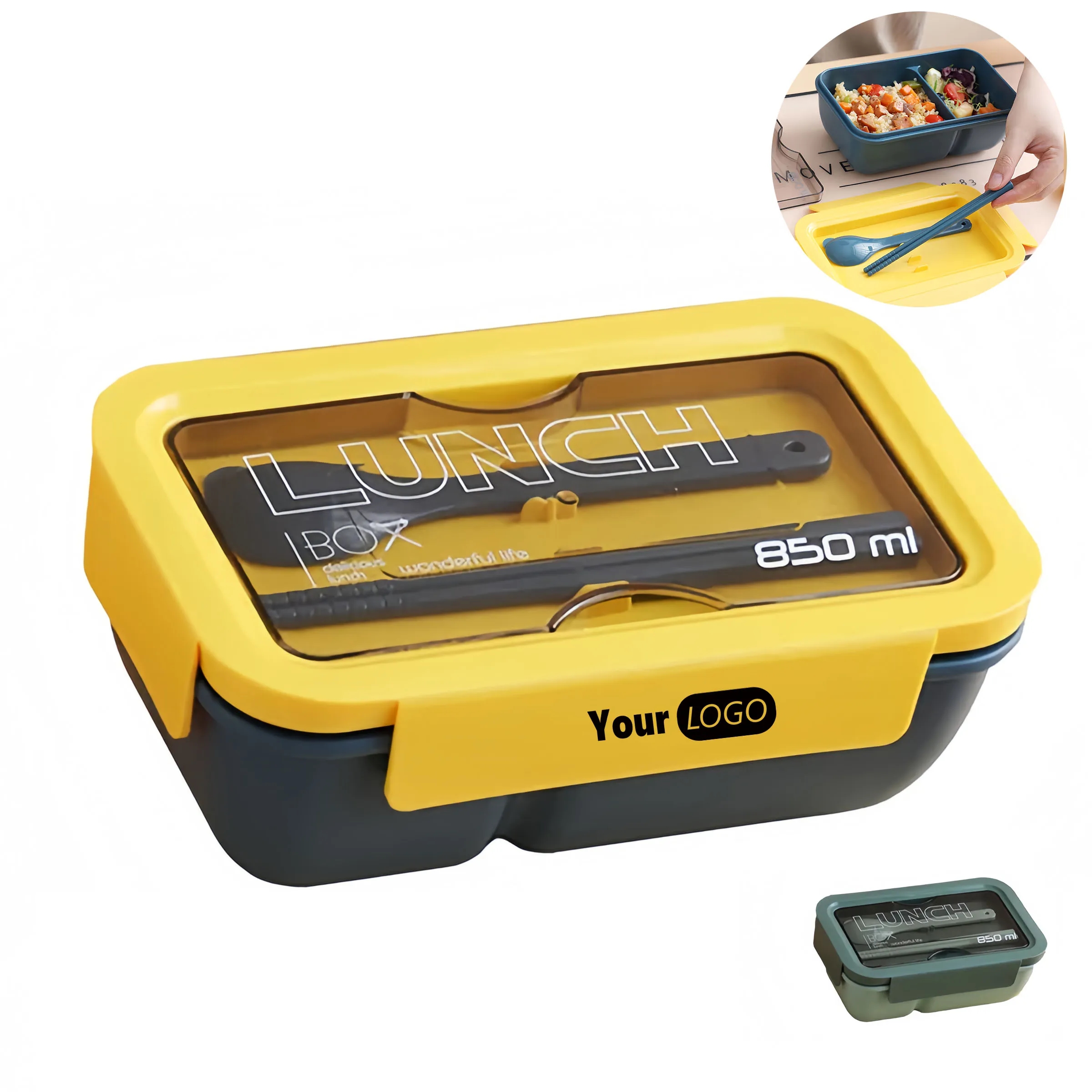 Polypropylene Single Layer Rectangular Student Lunch Box 2