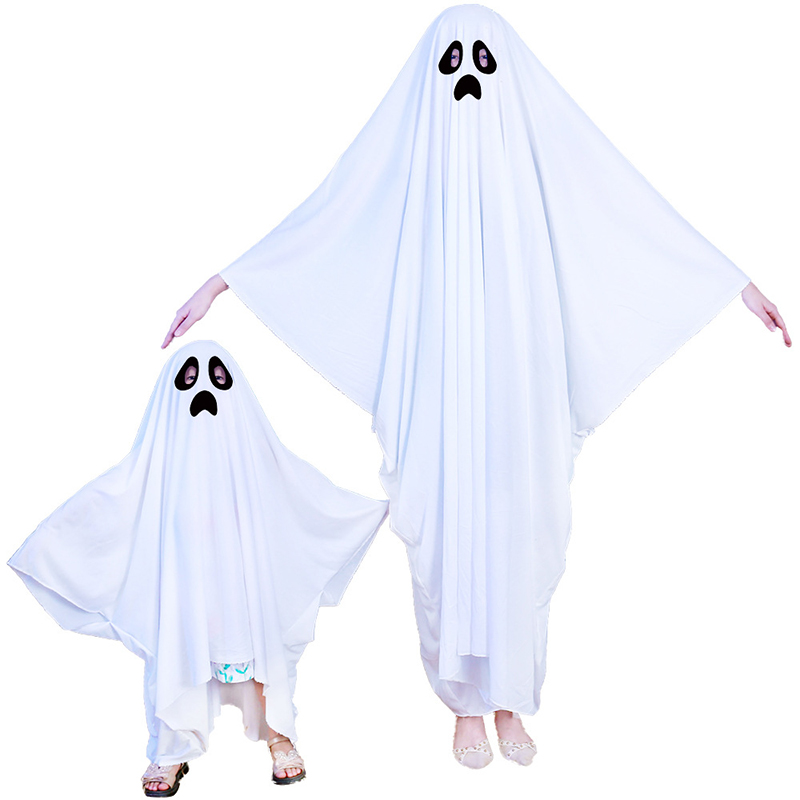 Halloween White Ghost Cloak Costume for Adult Kids Cosplay 3