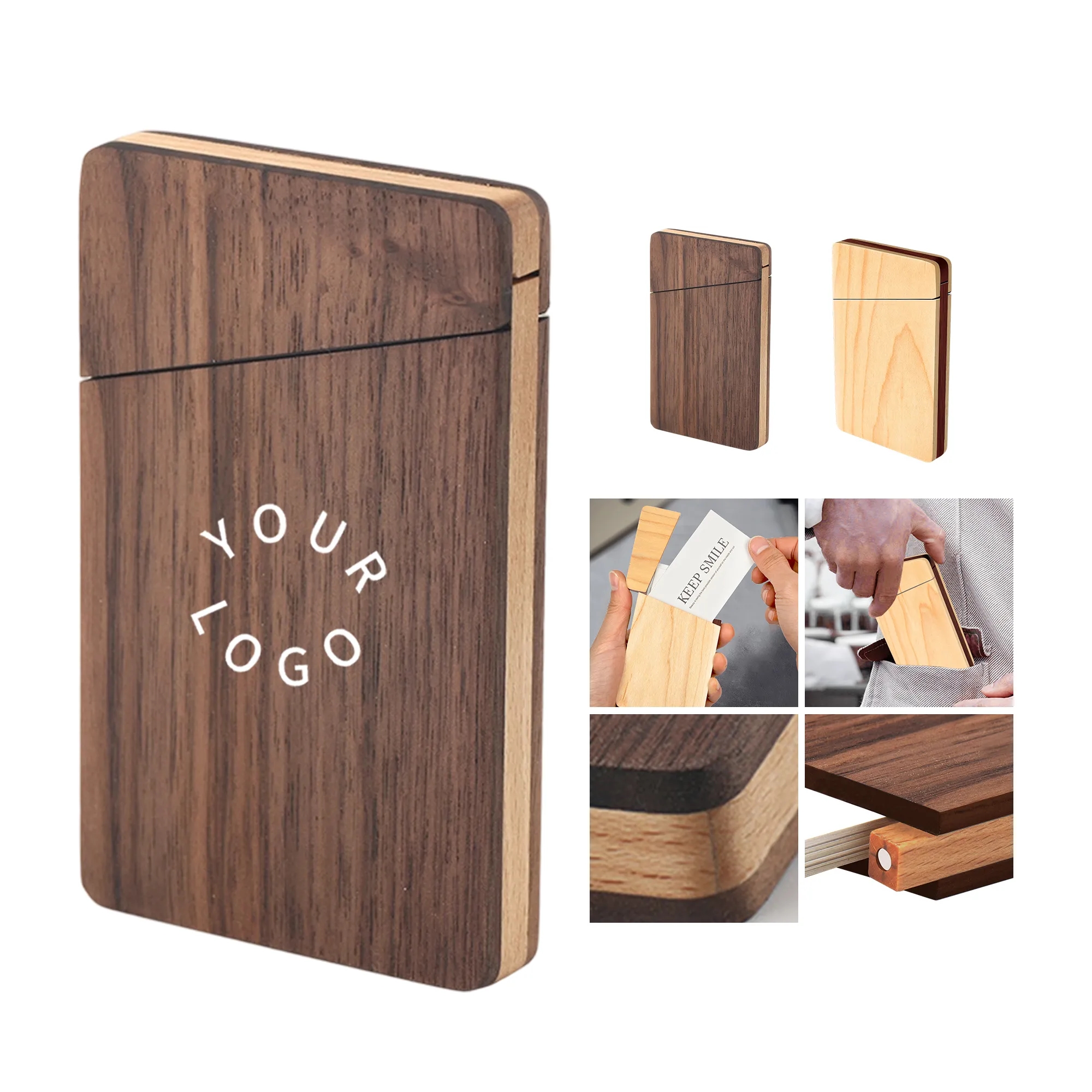 Lighter-Shaped Business Card Holder in Walnut Wood 2