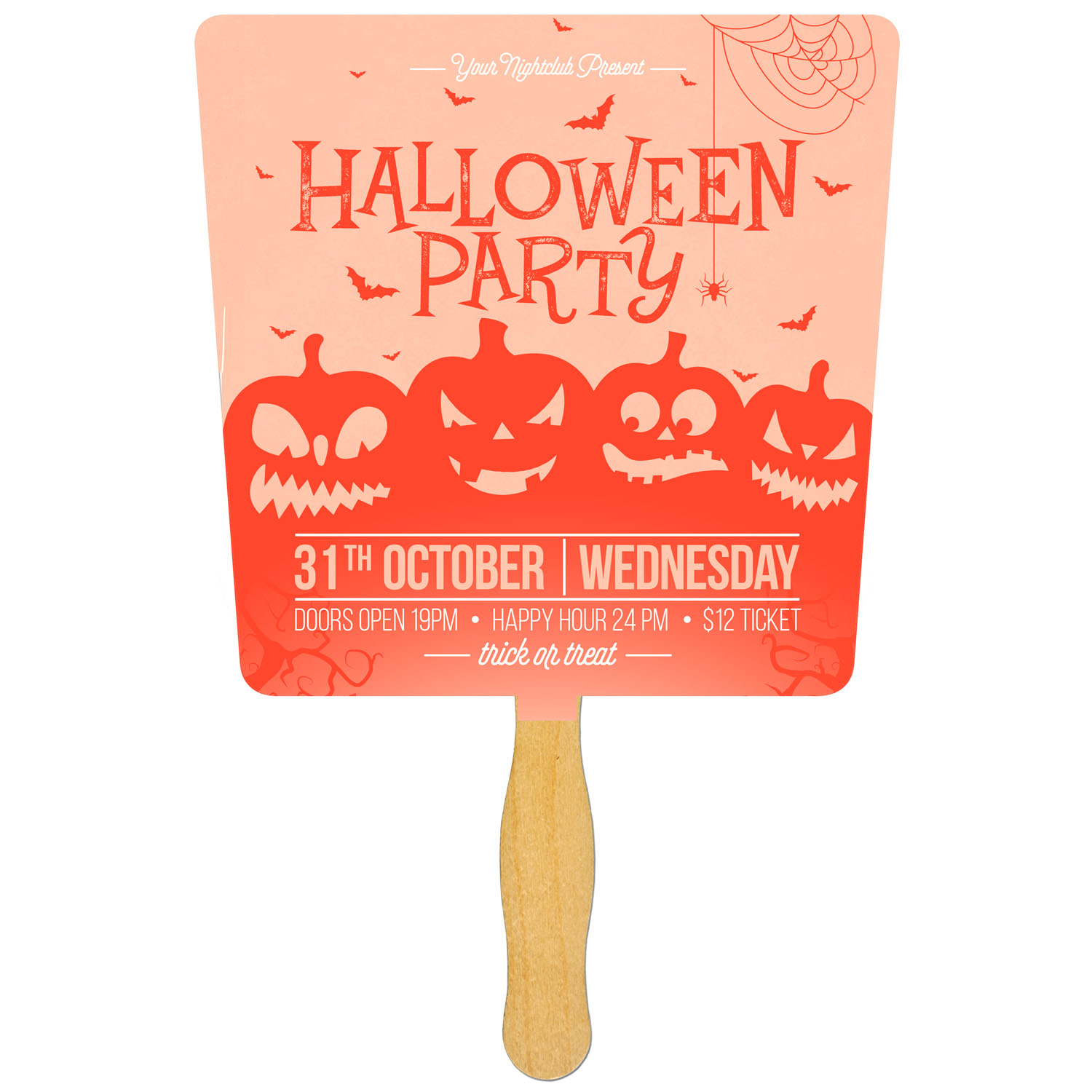 Tapered Glued Fan with Single Color Imprint