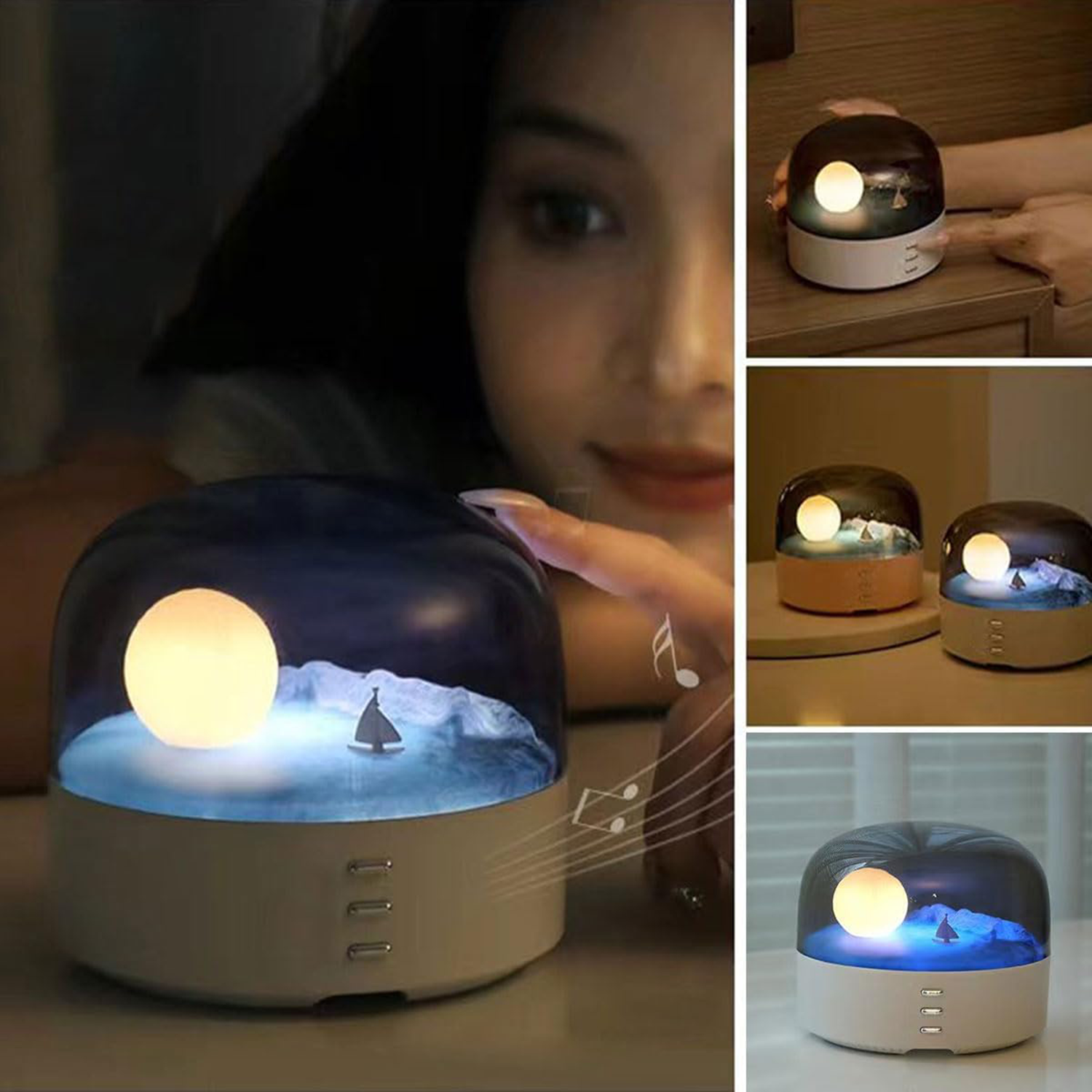 Creative Moon Rechargeable Bluetooth Speaker Led Night Light 6