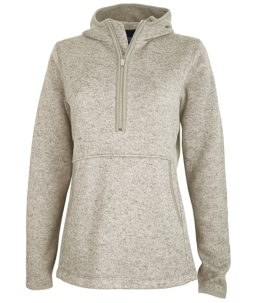 Women's Heathered Fleece Quarter Zip Hoodie 12