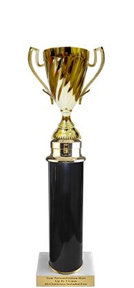 Trophy: 12.5" 1 column, 2x3 white marble base, 6" 2