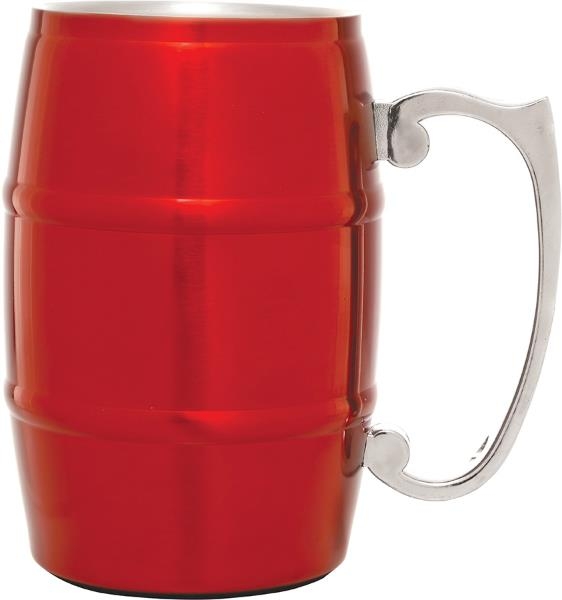 17 oz. Red Laser Engraved Stainless Steel Barrel Mug 2